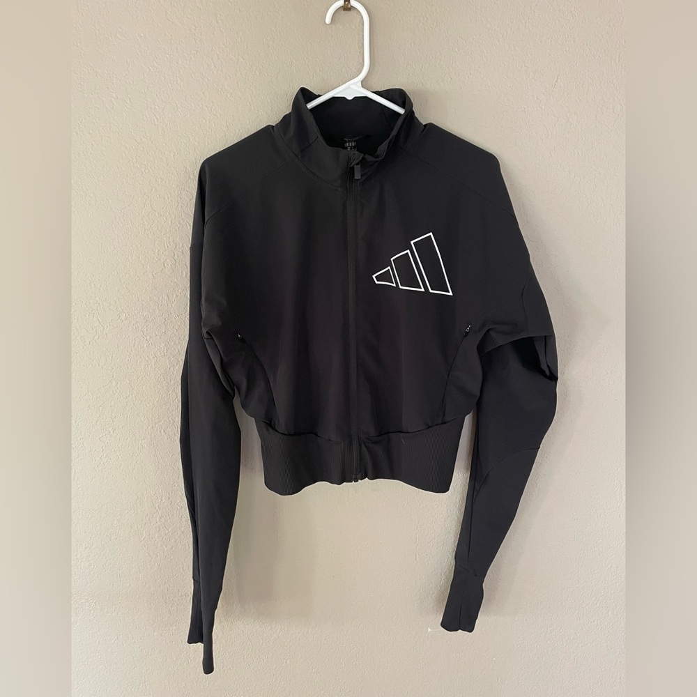 adidas Techfit Aeroready Black Cropped Zip Jacket. Mens Small Womens Medium